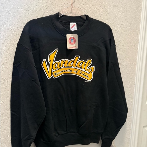Rare Vintage Jerzees Black and Gold Vandals Crewneck Sweater Size M - Picture 1 of 6